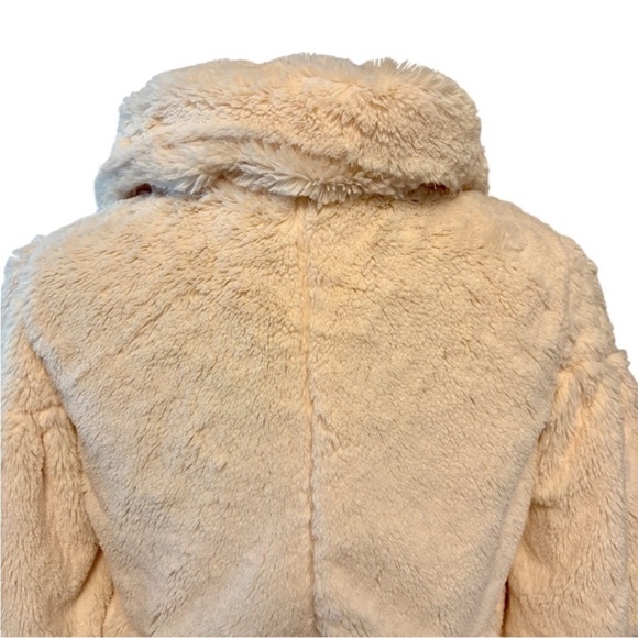 Vintage Y2K Cream Faux Fur Lined Jacket Cropped length by Forever size Small - Picture 11 of 14